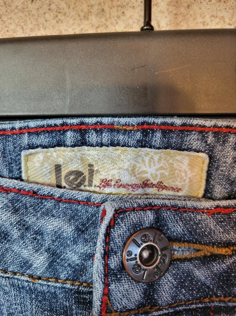 lei Flared Floral Embroidered Denim Jeans Size 12 Stretch